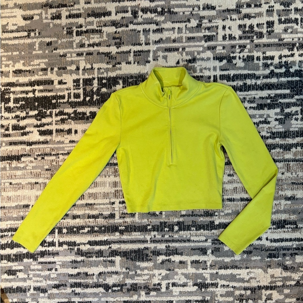 Sunday Best Monarch 1/2 Zip Lime Green Long Sleeve Cropped Top Size Small - Picture 5 of 17
